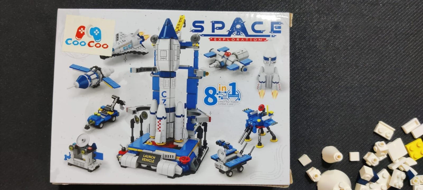 8-in-1 Space Rocket & Station Blocks – Educational Toy for Boys & Girls